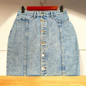 Divided H&M  5-pocket Button Front High Waist Moto Washed Denim Mini Skirt SZ6